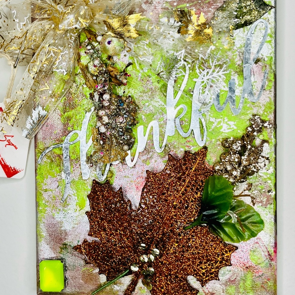 Fall Decor! Thankful art decor on canvas- mixed medium - Fabulous for Fall!